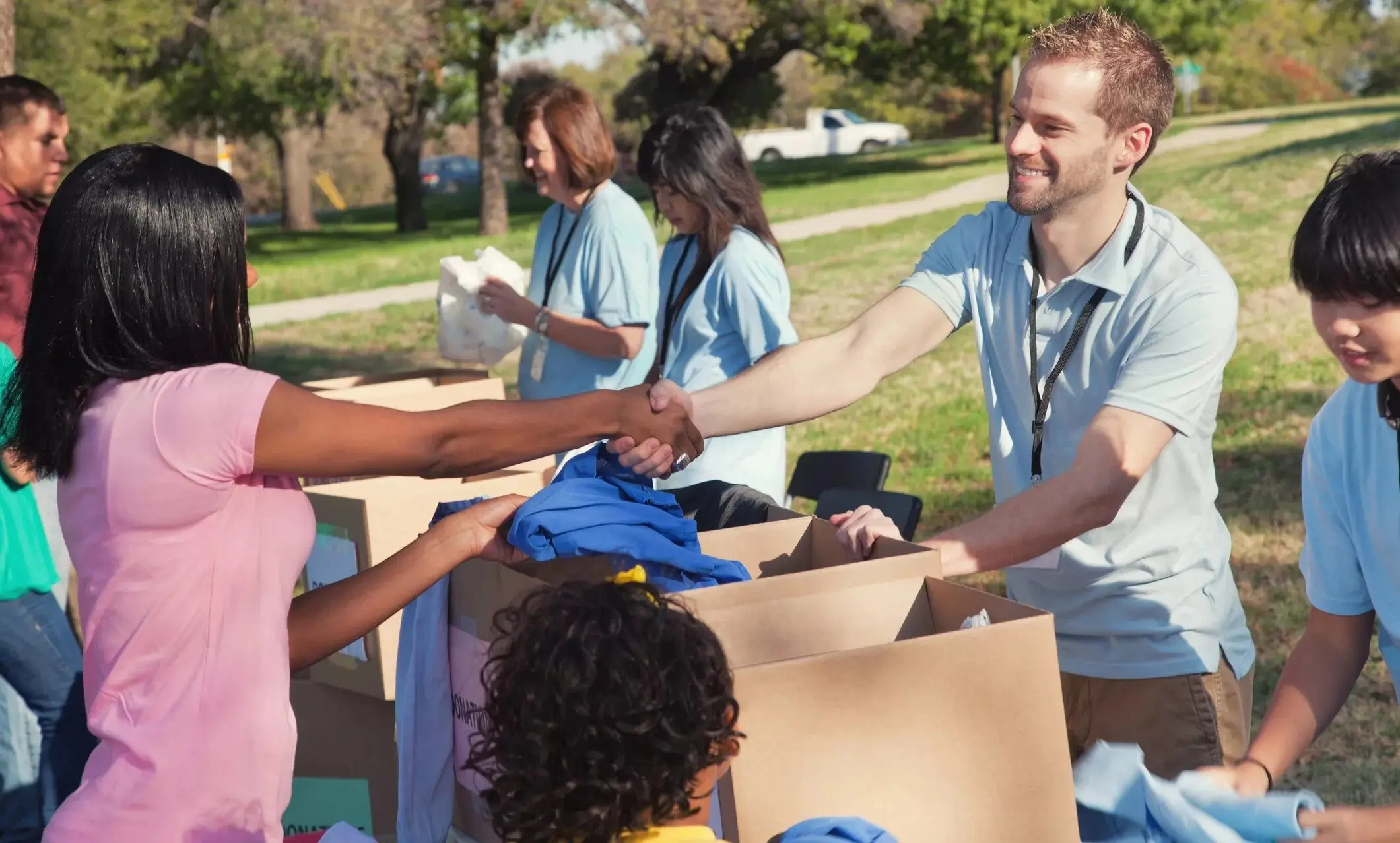 ShiftForward team members volunteering at a community event.